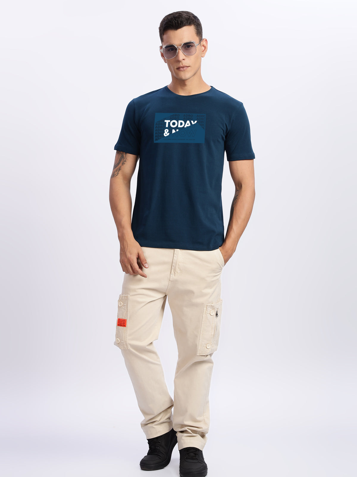 Men Printed Teal T Shirt