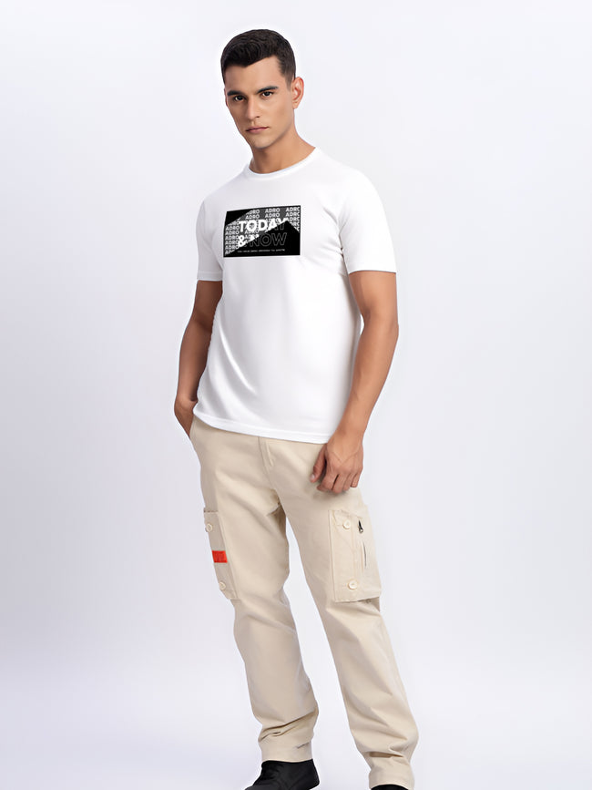 Men Printed White T Shirt