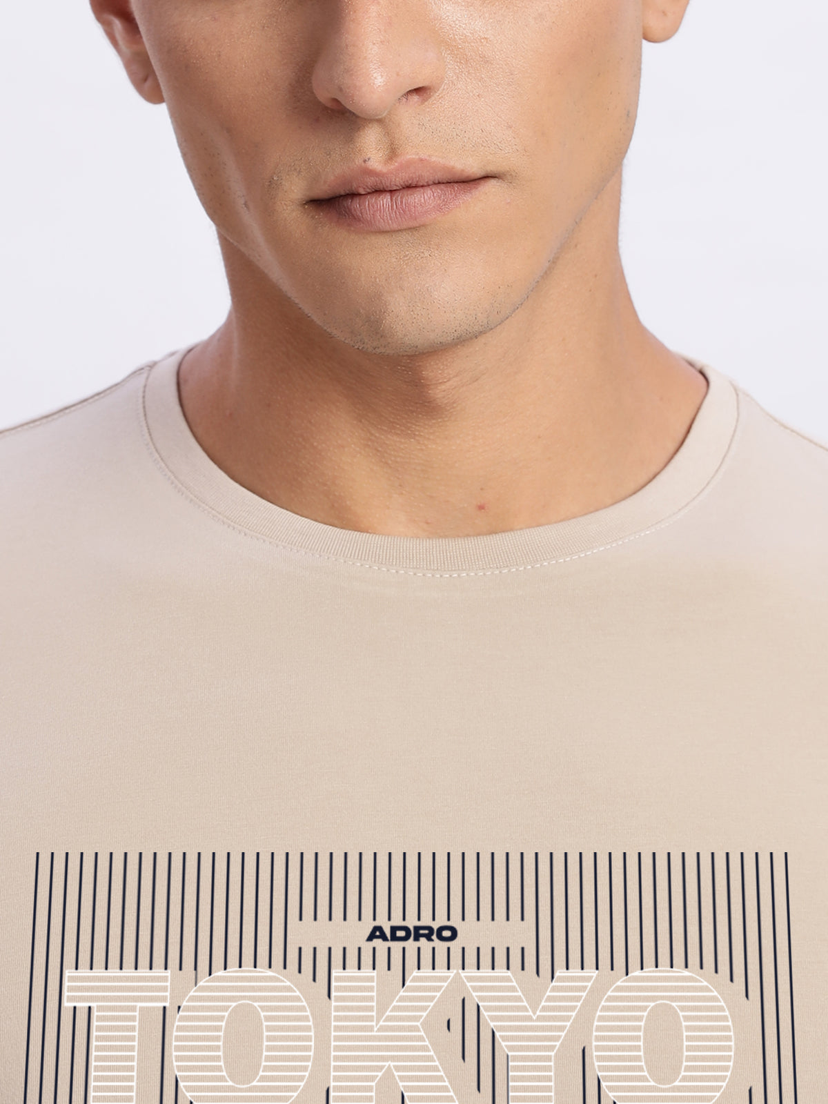 Men Printed Beige T Shirt
