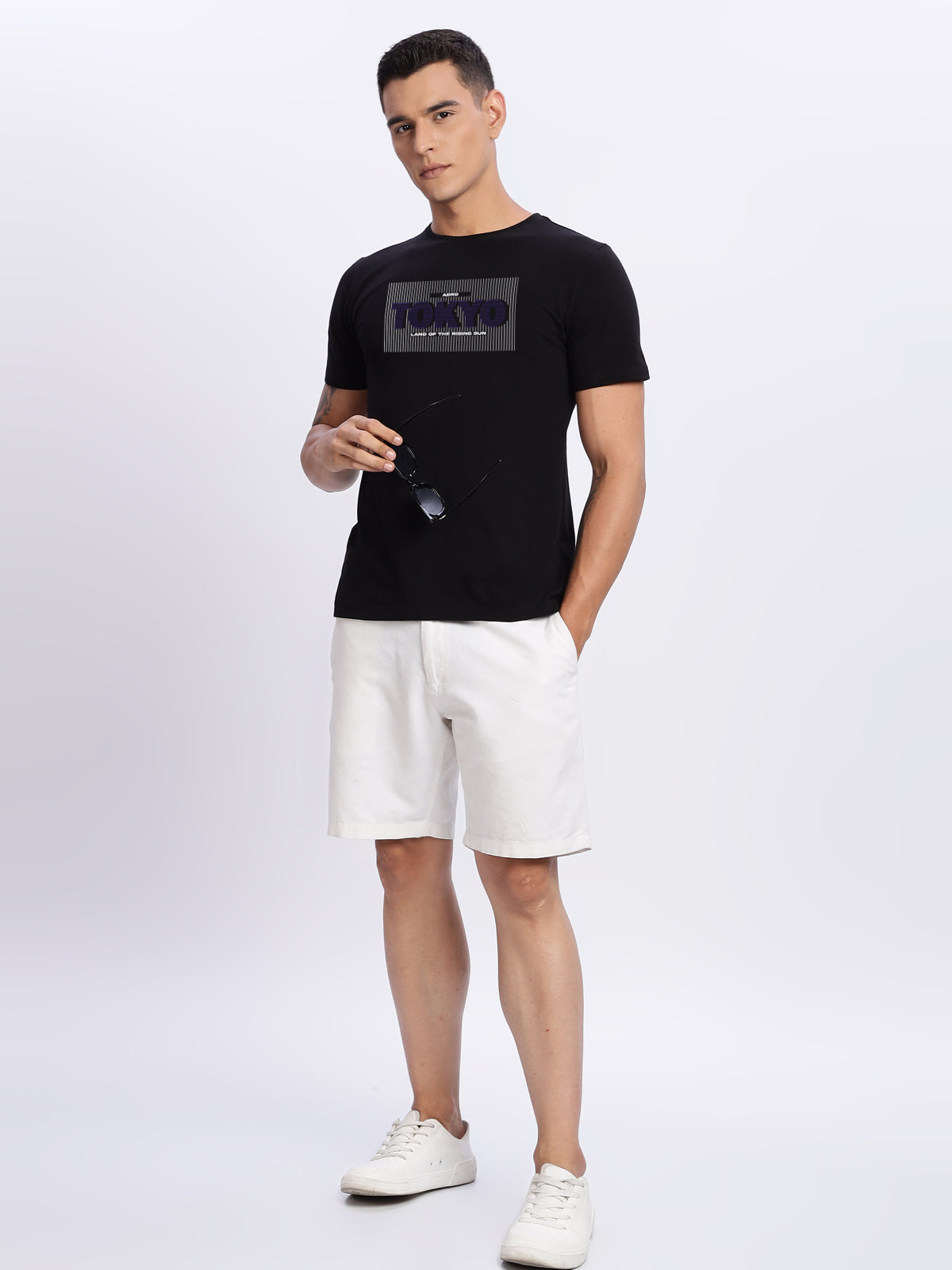 Men Printed Black T Shirt