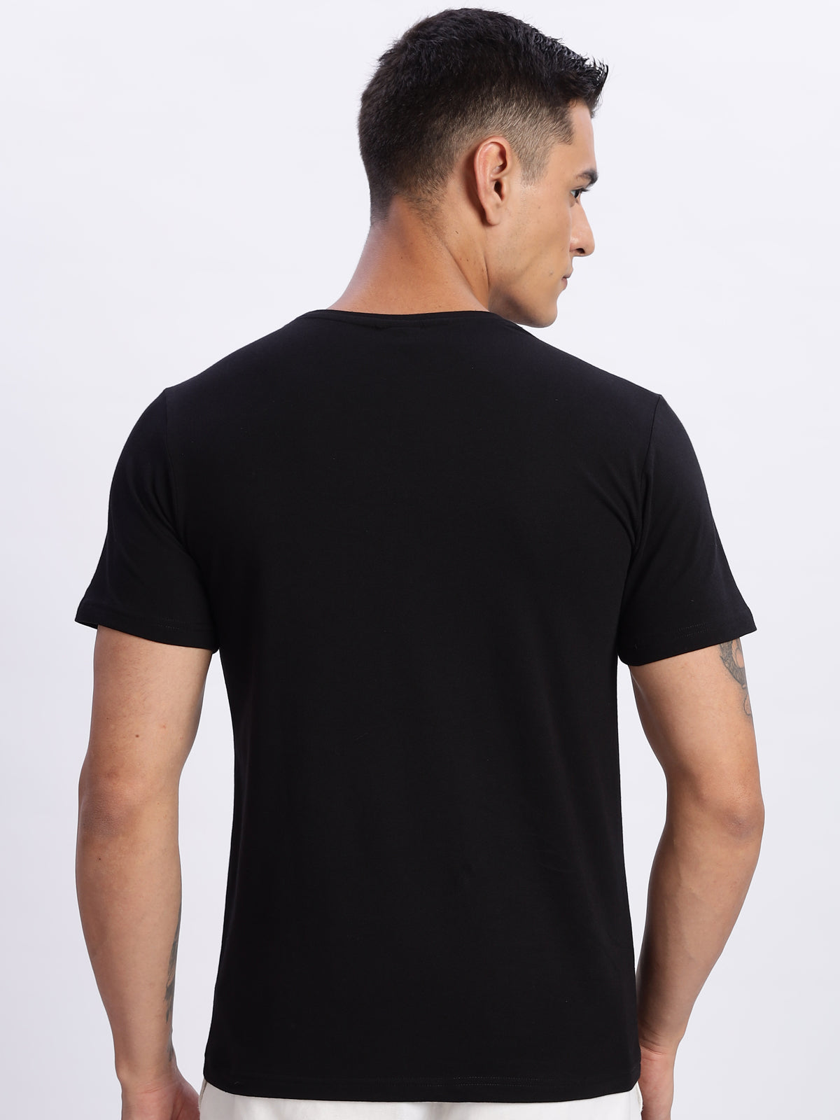Men Printed Black T Shirt
