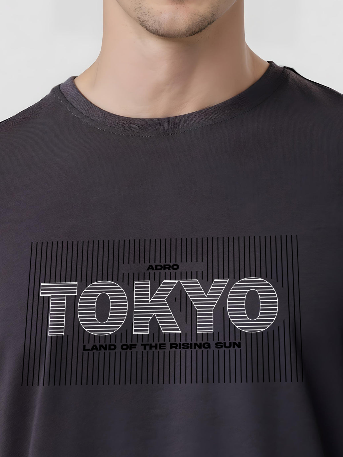 Men Printed Grey T Shirt