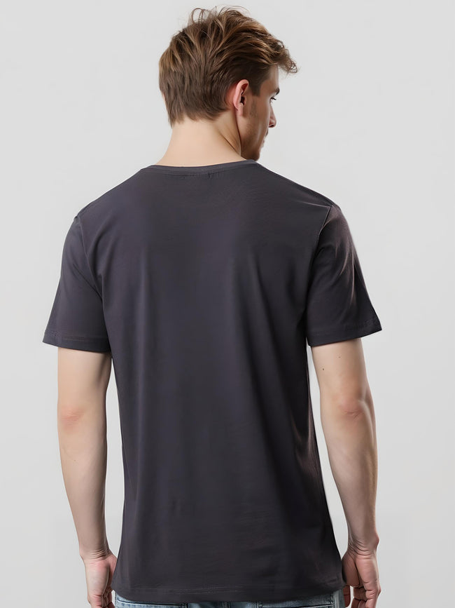 Men Printed Grey T Shirt