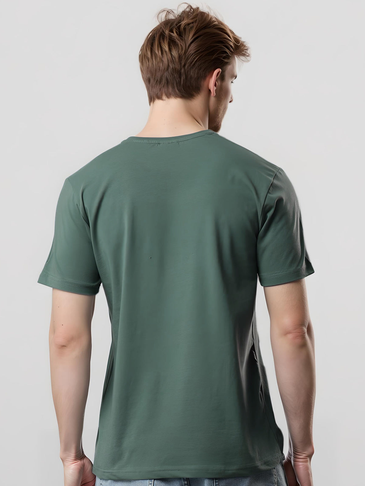 Men Printed Green T Shirt