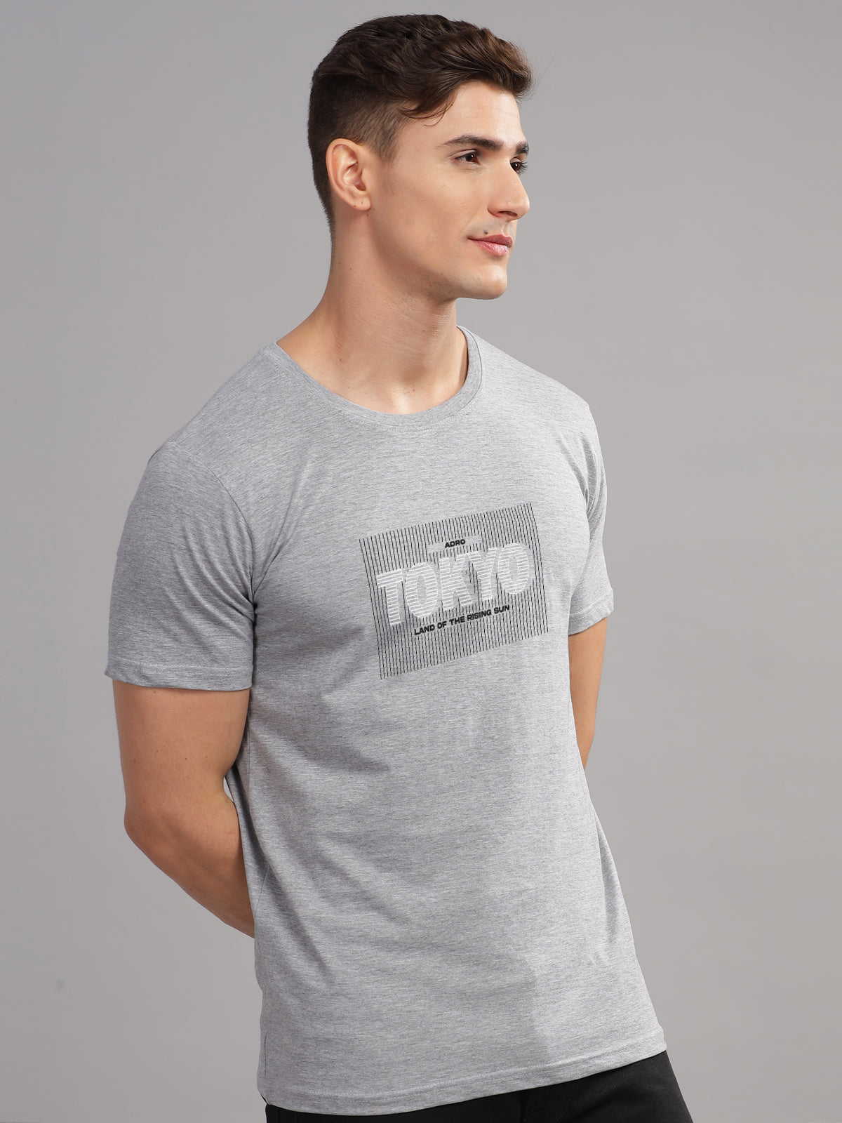 Men Printed Grey T Shirt