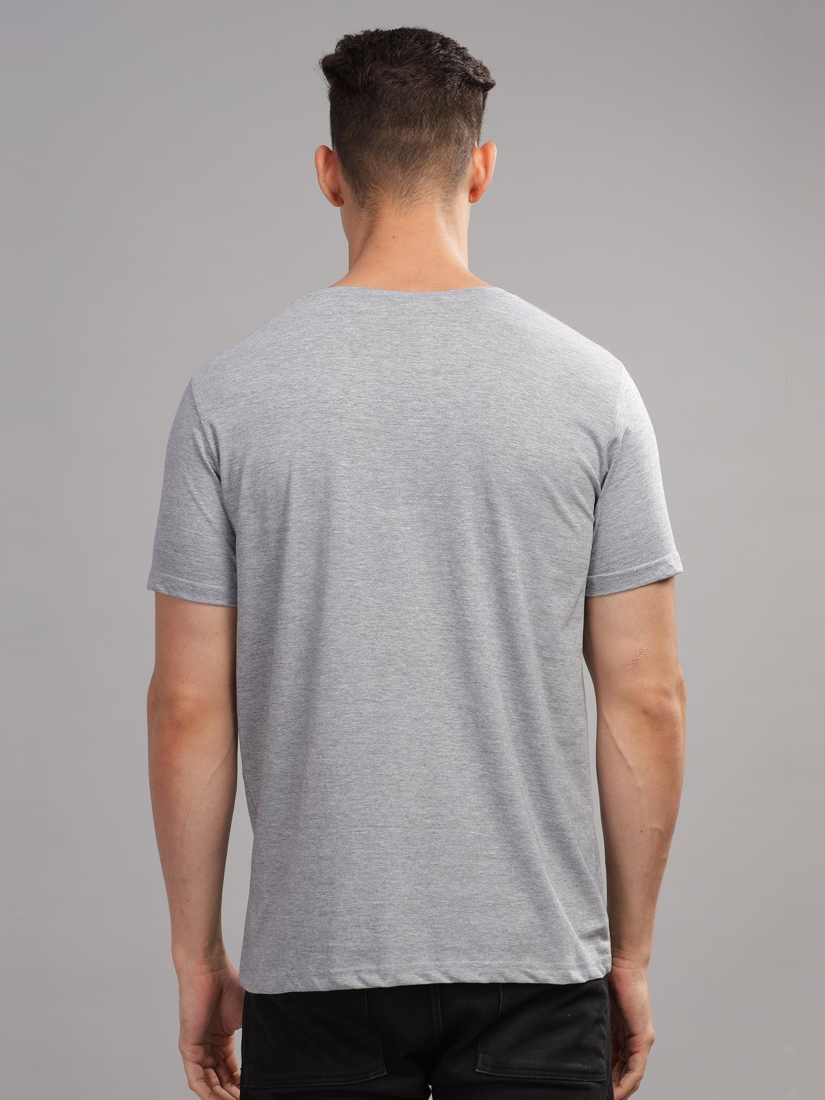 Men Printed Grey T Shirt