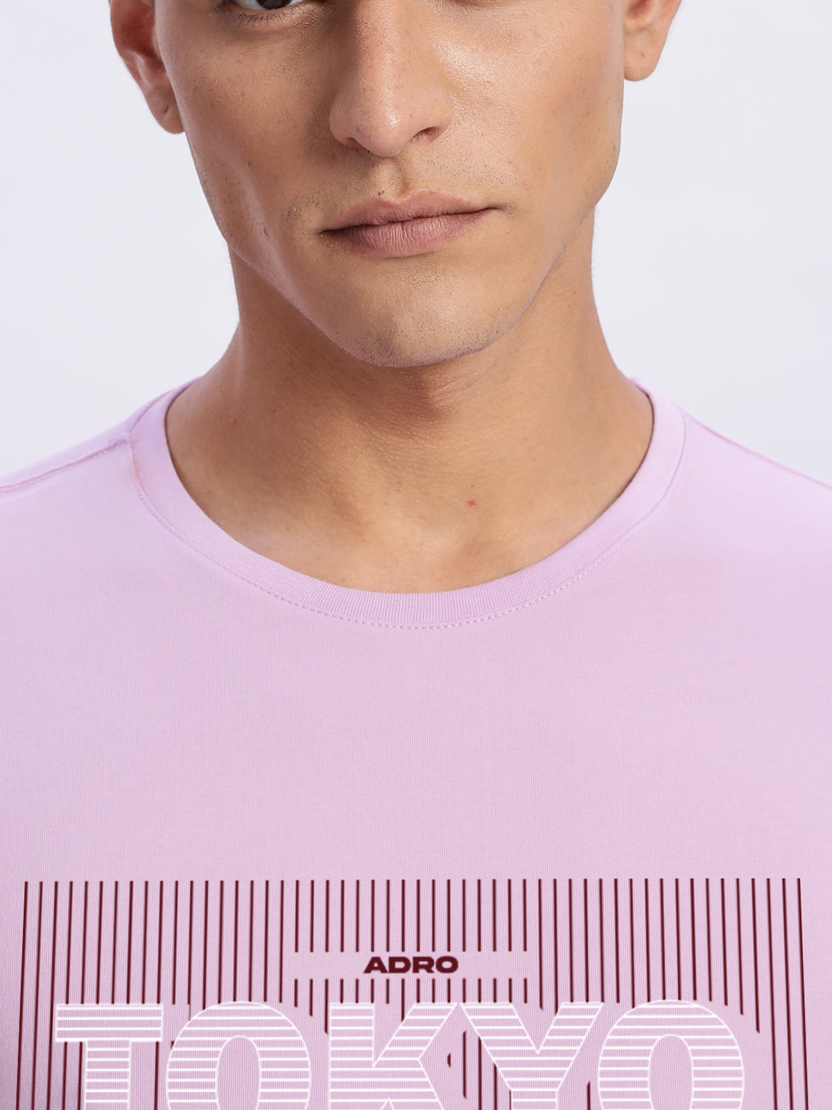 Men Printed Lavender T Shirt