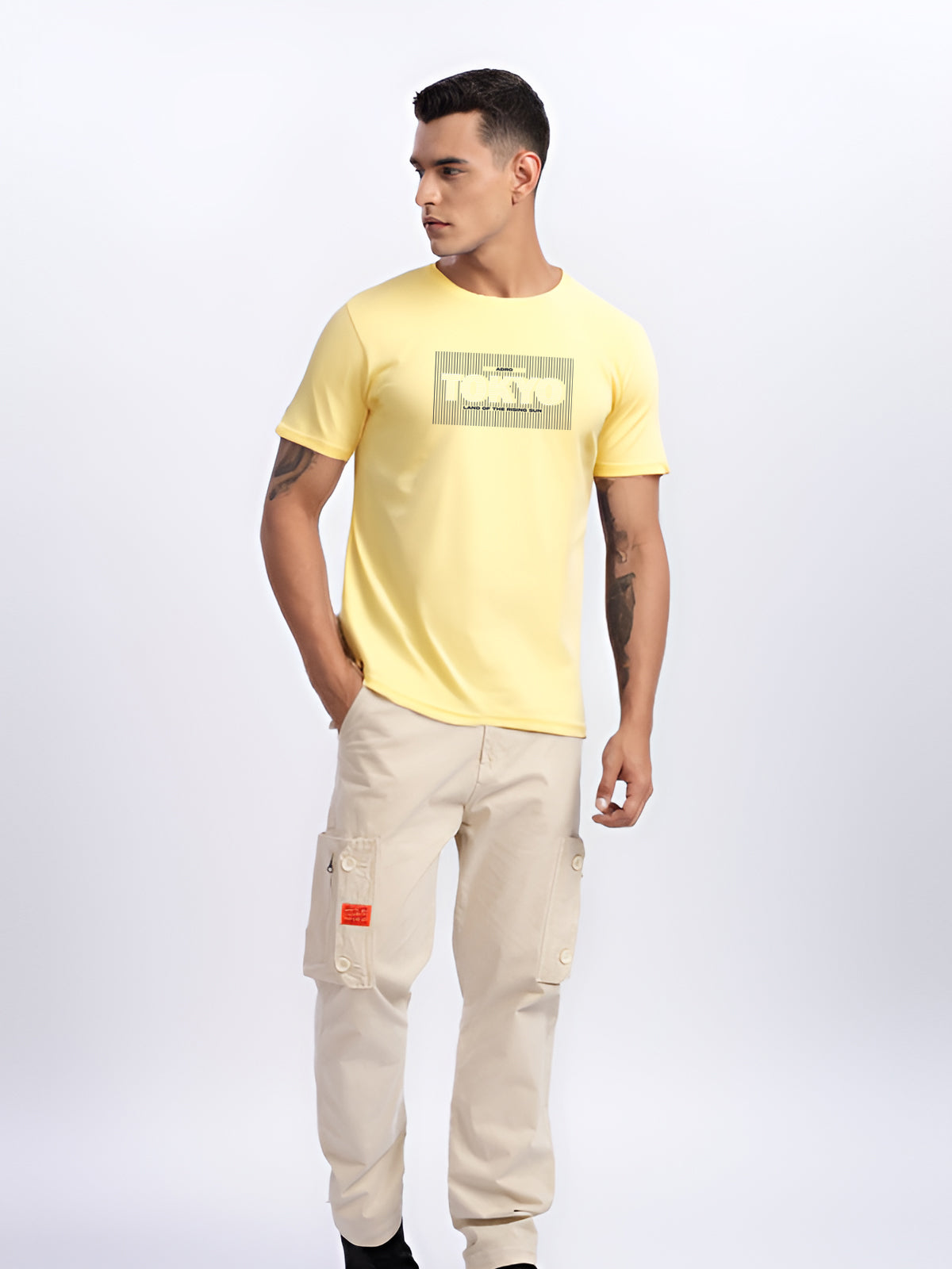 Men Printed Yellow T Shirt