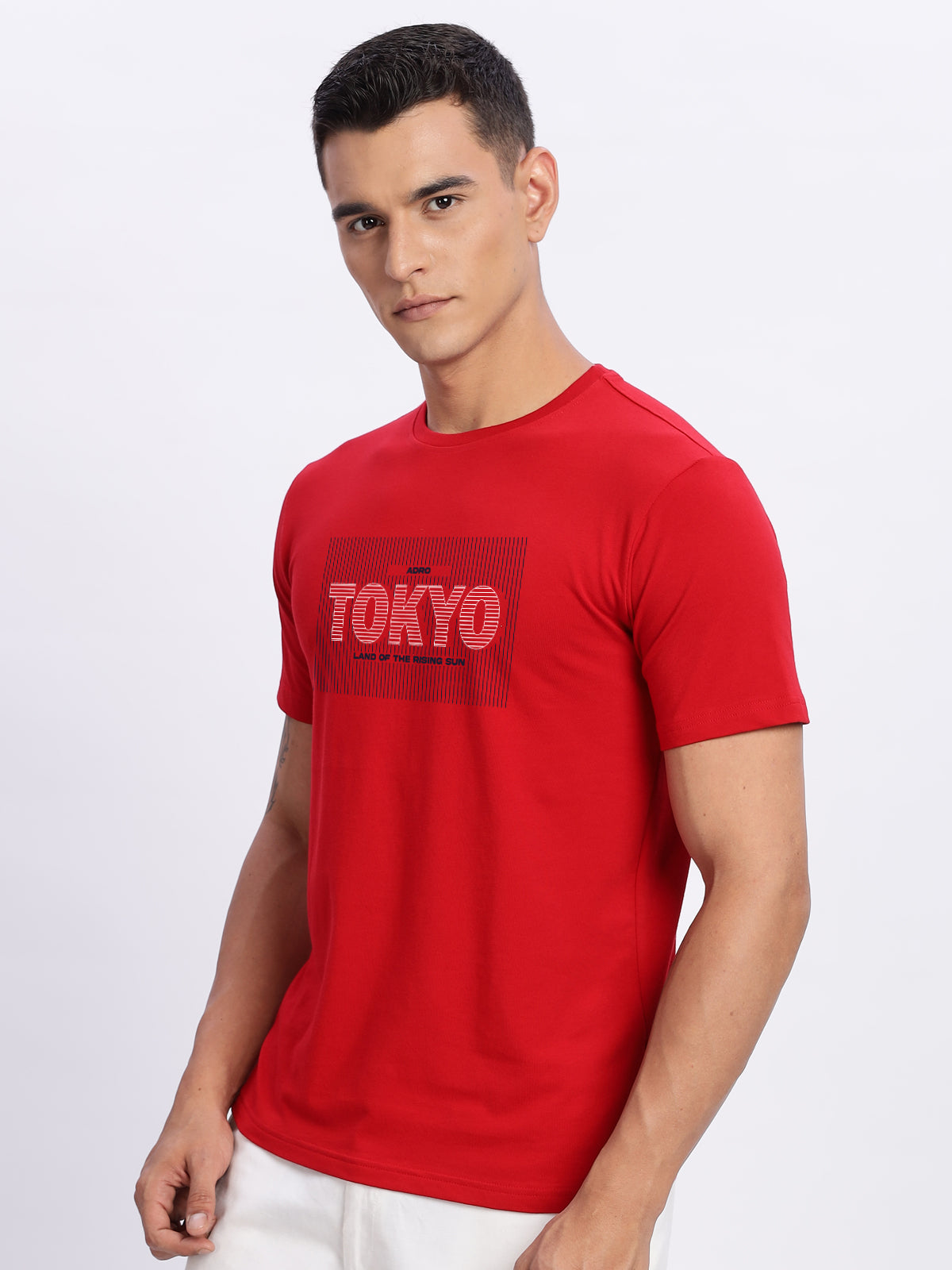 Men Printed Red T Shirt