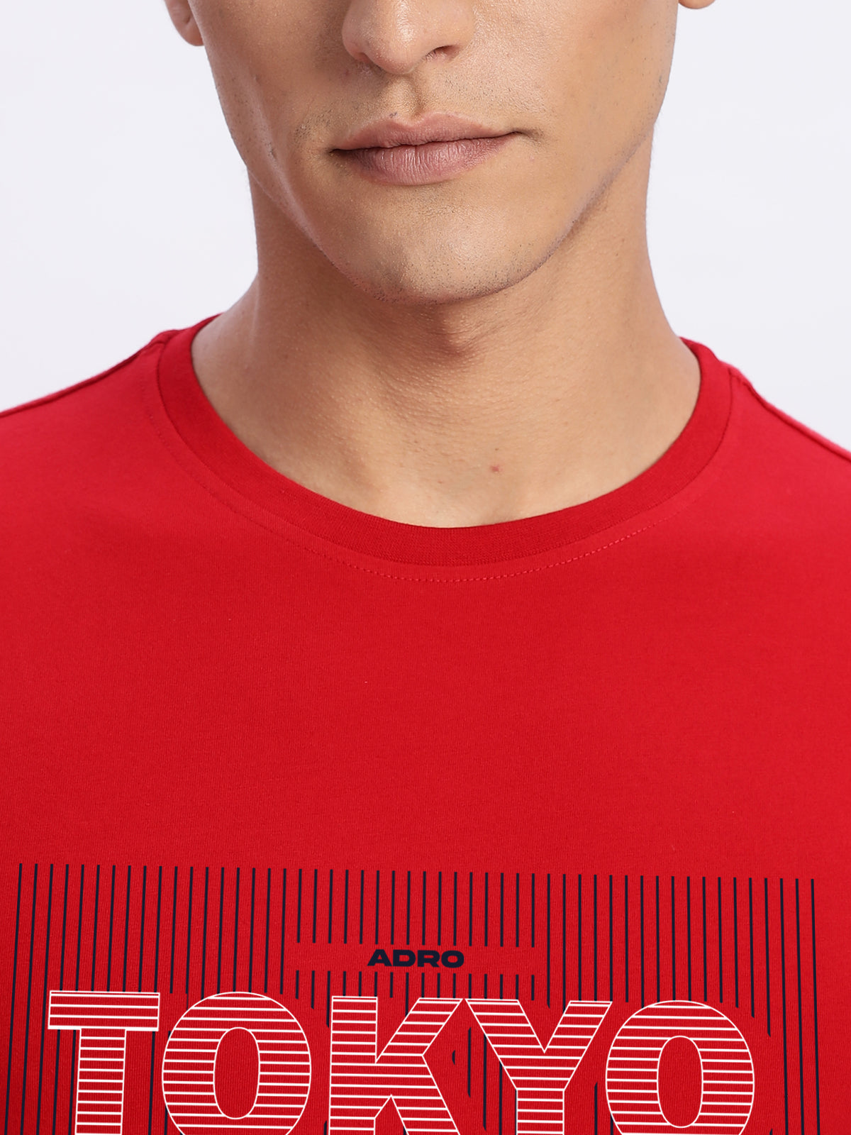 Men Printed Red T Shirt