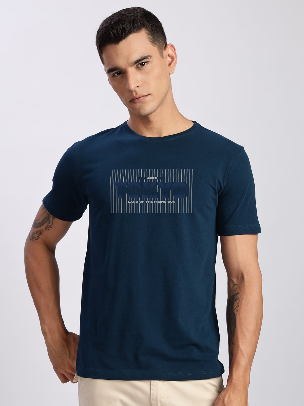 Men Printed Teal T Shirt