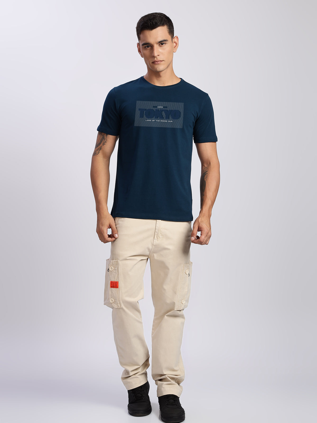 Men Printed Teal T Shirt