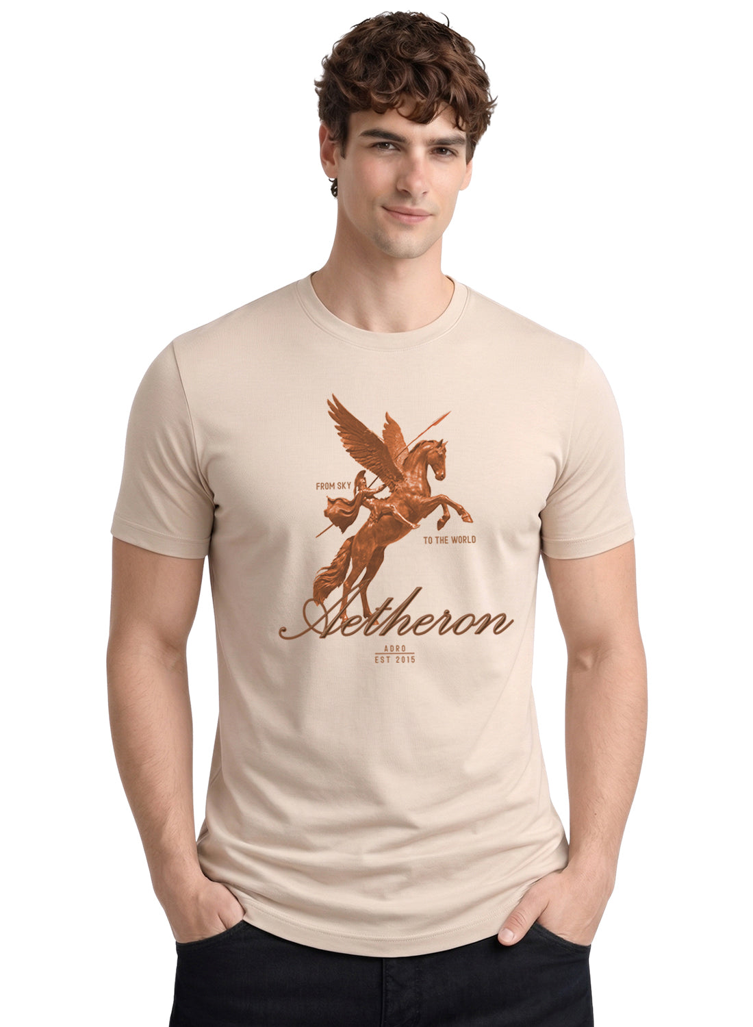Men Beige Graphic Printed T-Shirt