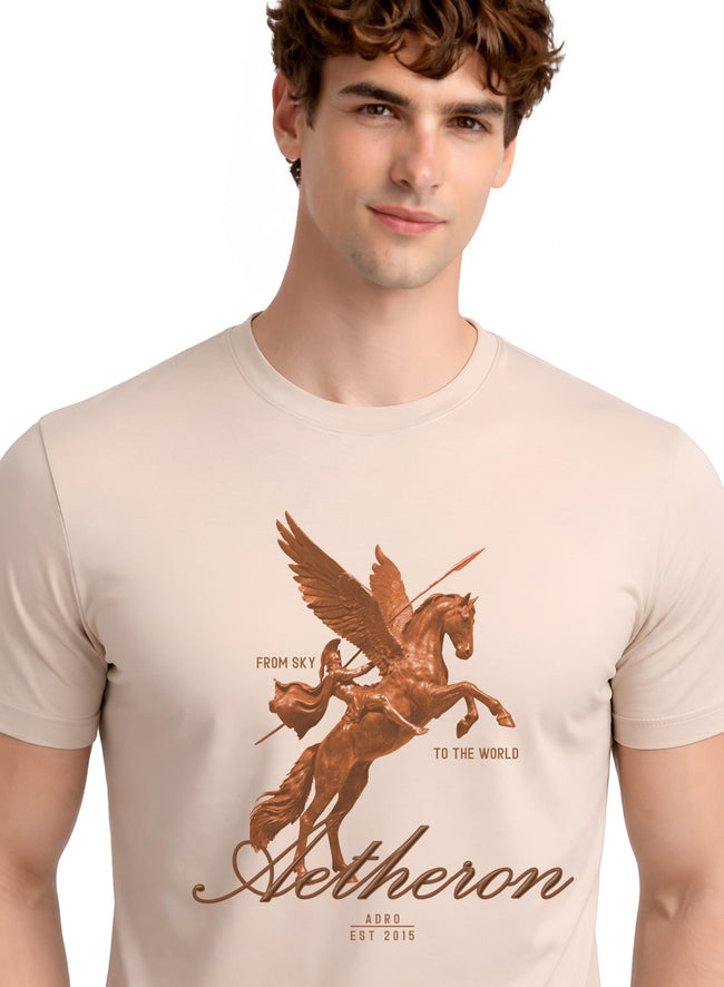 Men Beige Graphic Printed T-Shirt