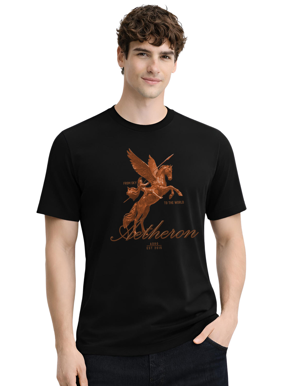 Men Black Graphic Printed T-Shirt