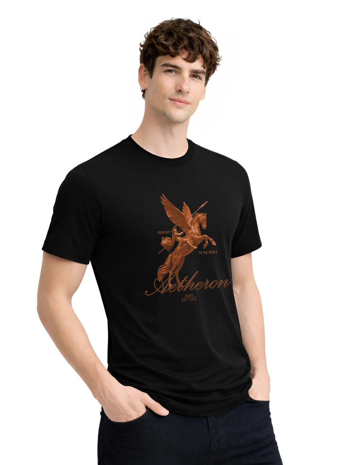Men Black Graphic Printed T-Shirt