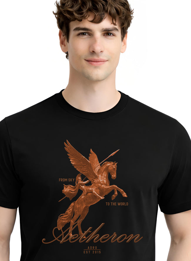 Men Black Graphic Printed T-Shirt