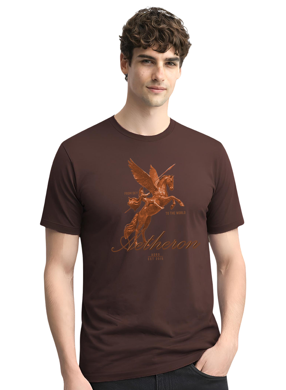 Men Brown Graphic Printed T-Shirt