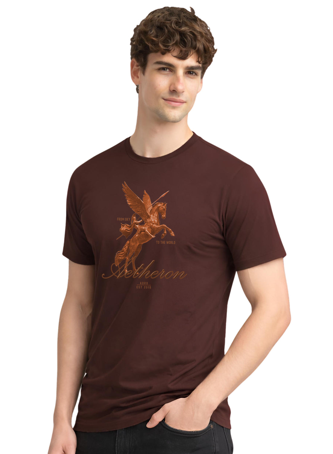 Men Brown Graphic Printed T-Shirt