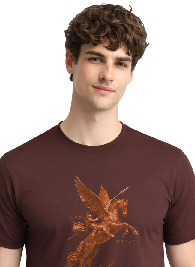Men Brown Graphic Printed T-Shirt