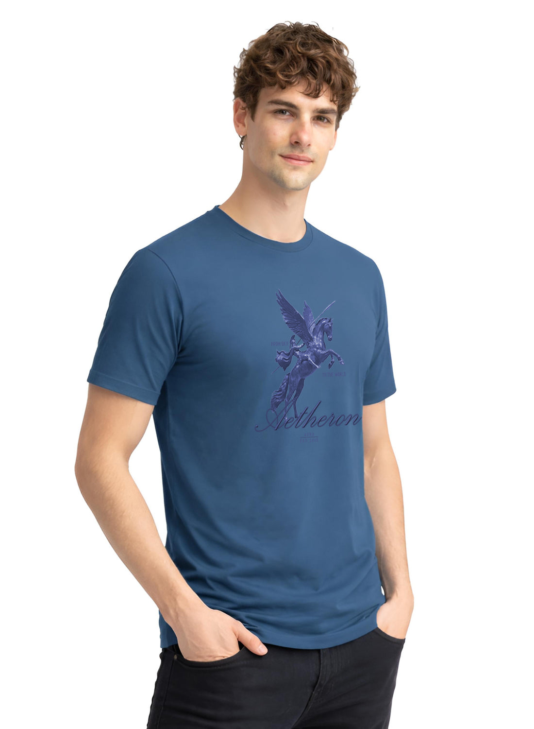 Men Blue Graphic Printed T-Shirt