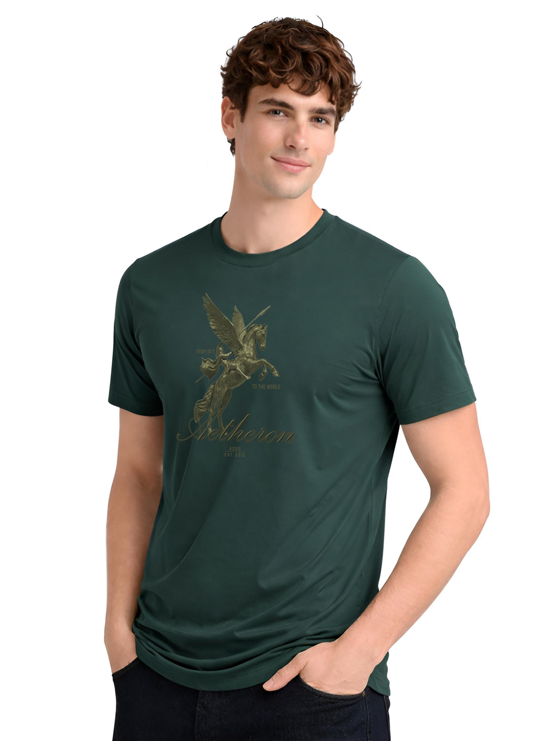 Men Green Graphic Printed T-Shirt