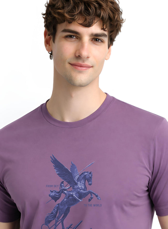 Men Purple Graphic Printed T-Shirt
