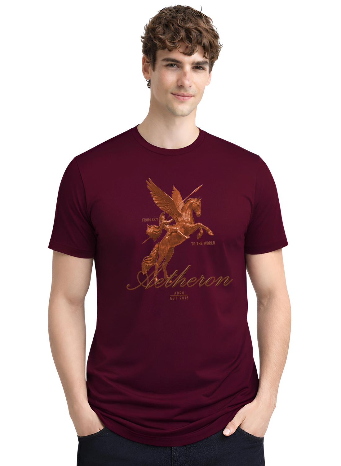 Men Maroon Graphic Printed T-Shirt