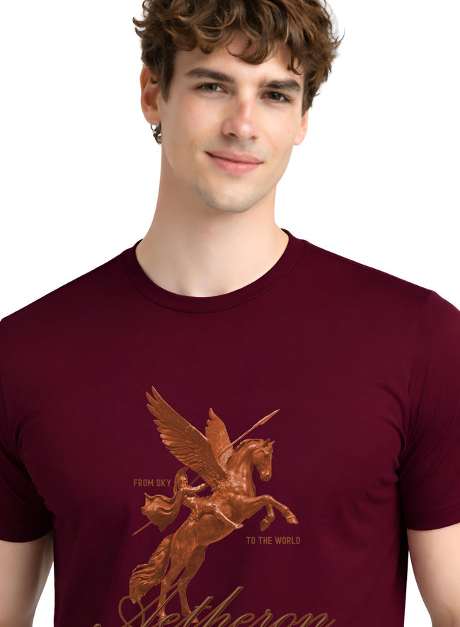 Men Maroon Graphic Printed T-Shirt