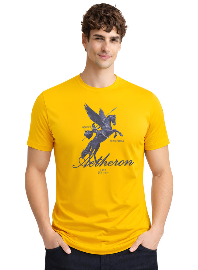Men Mustard Graphic Printed T-Shirt
