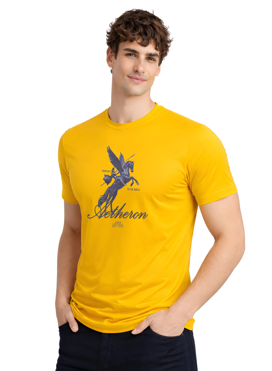 Men Mustard Graphic Printed T-Shirt