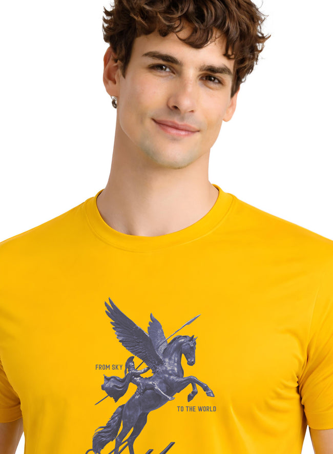 Men Mustard Graphic Printed T-Shirt