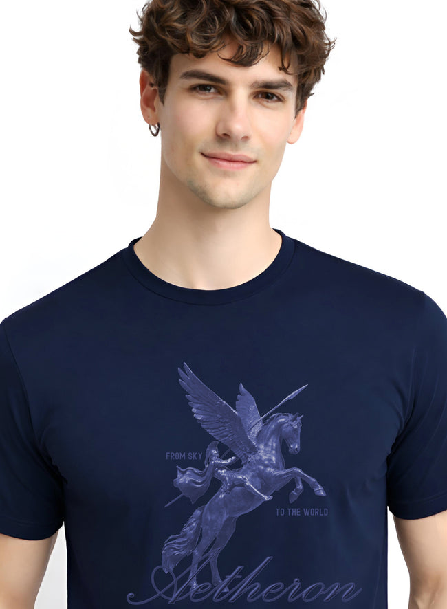 Men Navy  Graphic Printed T-Shirt