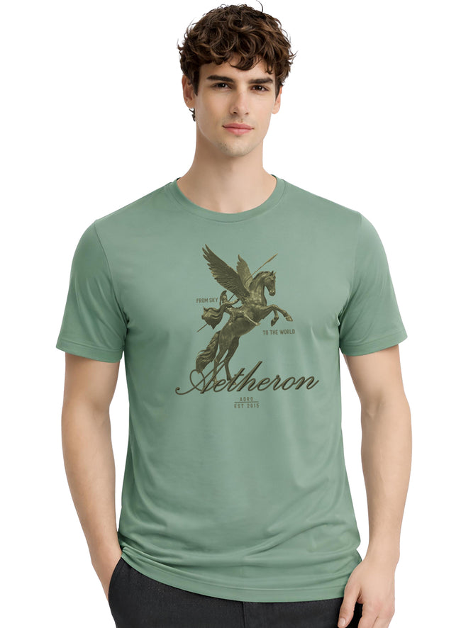 Men Green Graphic Printed T-Shirt