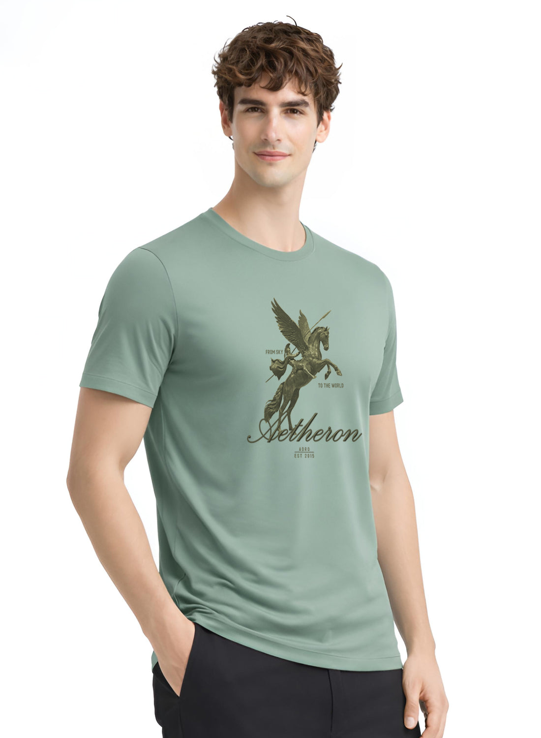 Men Green Graphic Printed T-Shirt