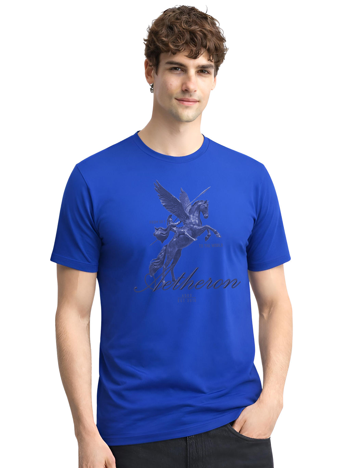 Men Blue Graphic Printed T-Shirt