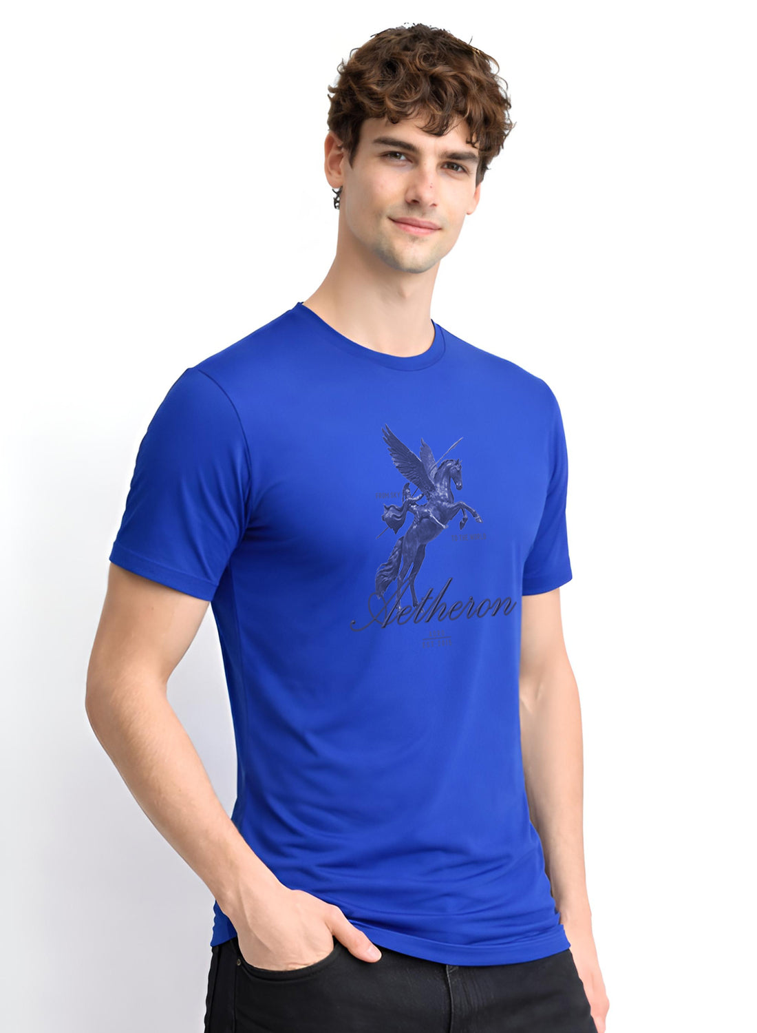 Men Blue Graphic Printed T-Shirt