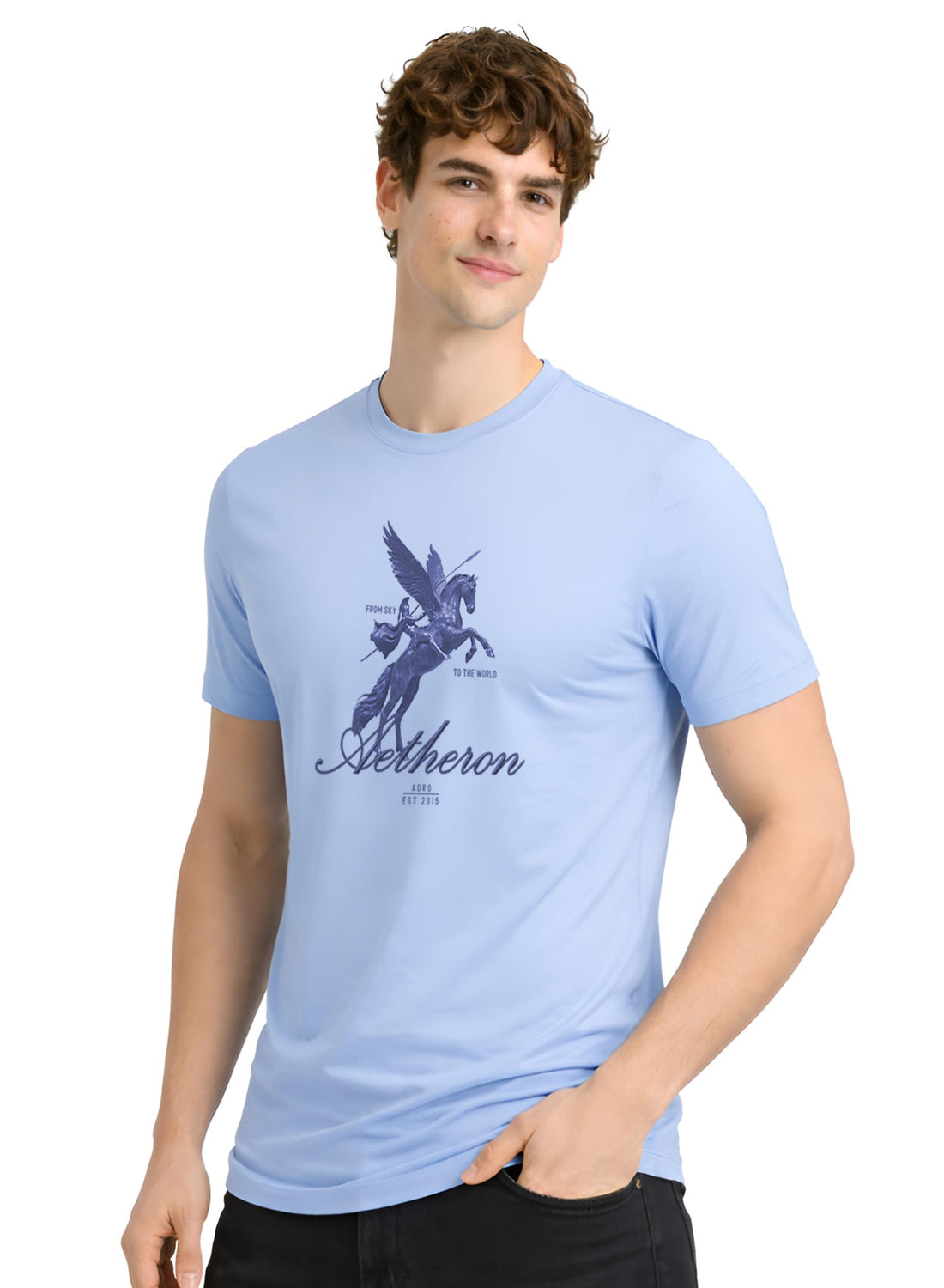 Men Blue Graphic Printed T-Shirt