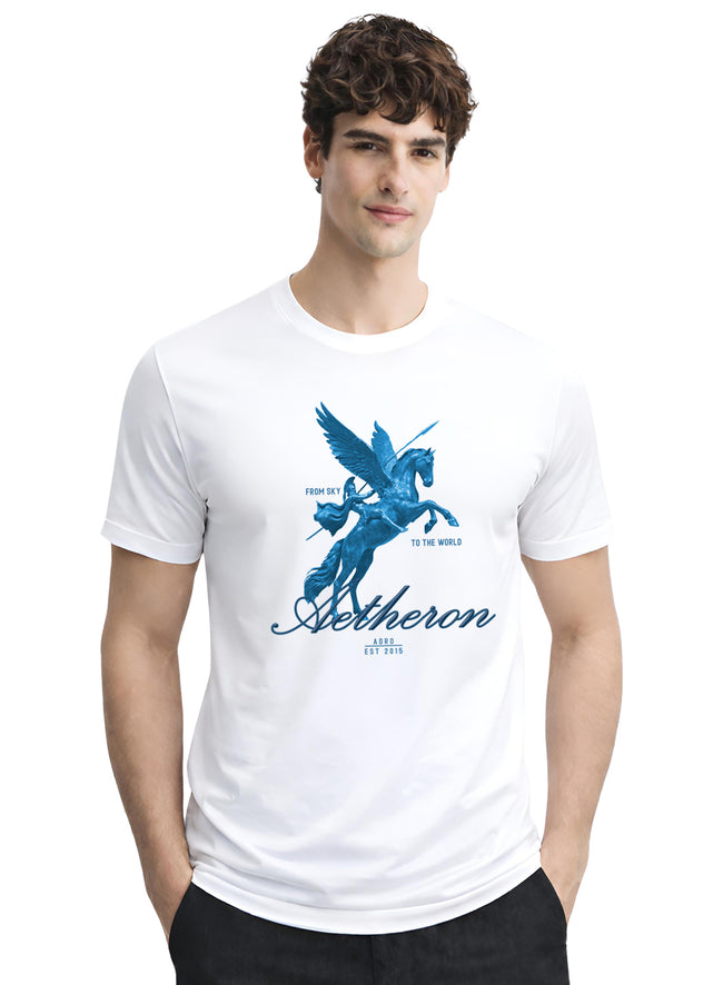 Men White Graphic Printed T-Shirt