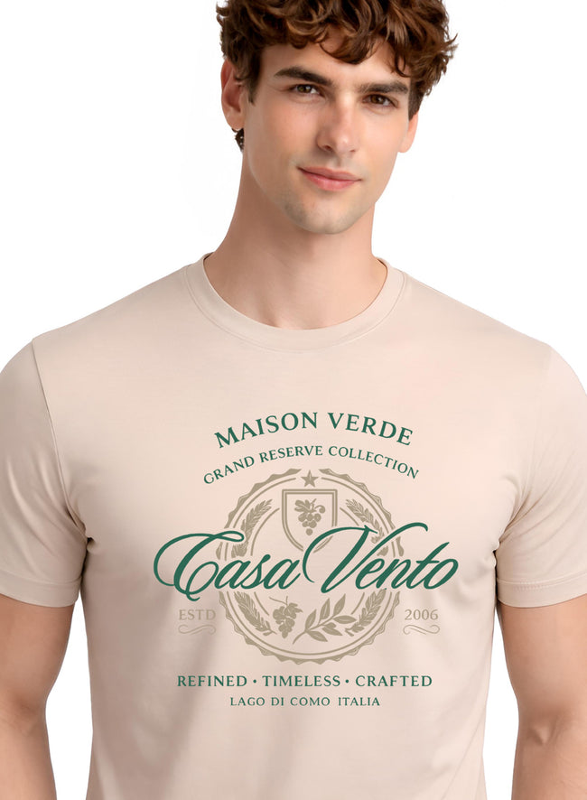 Men Beige Typography T-Shirt