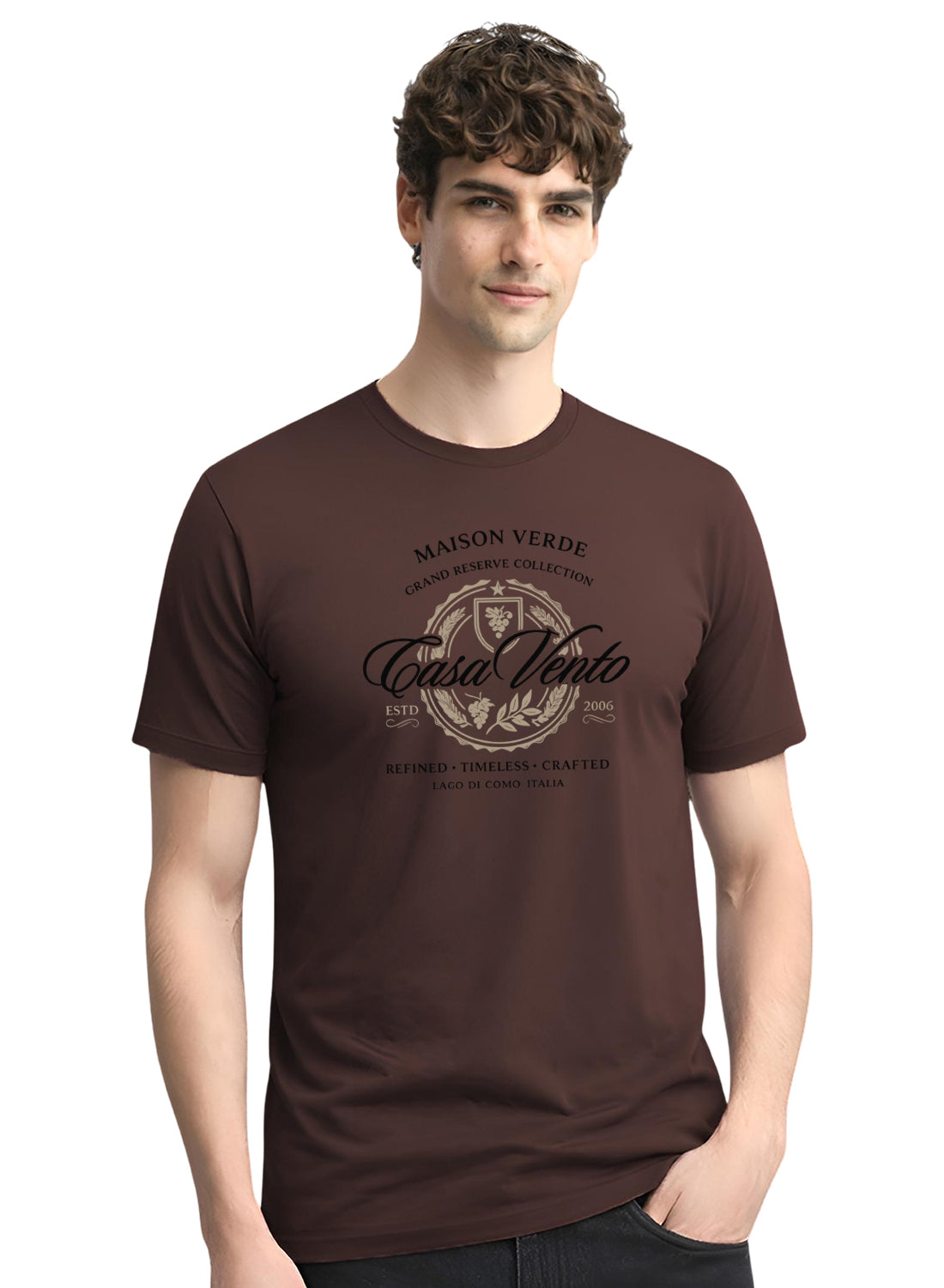 Men Brown Typography T-Shirt