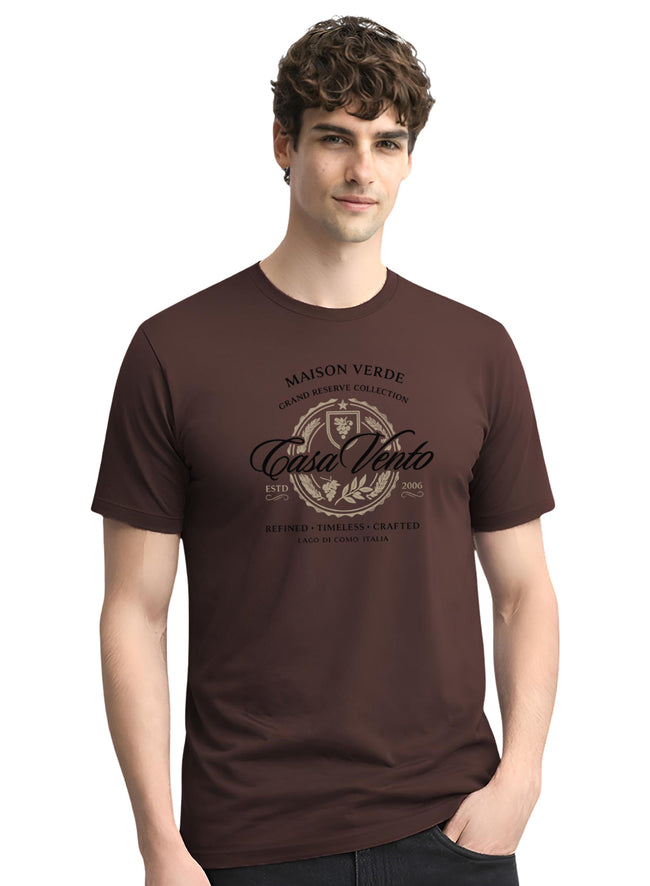 Men Brown Typography T-Shirt