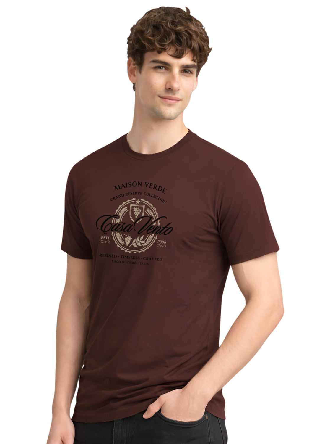 Men Brown Typography T-Shirt