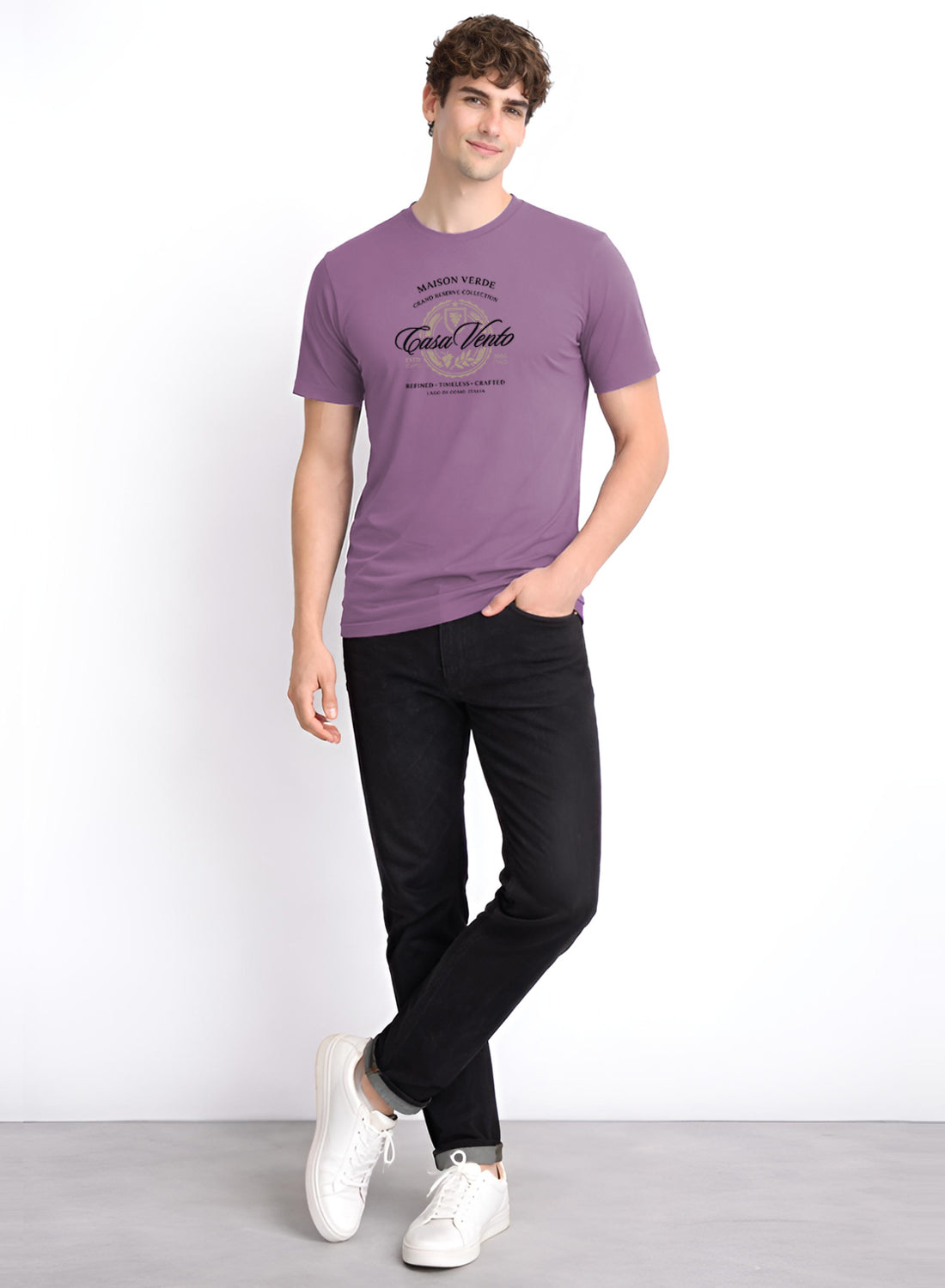 Men Purple Typography T-Shirt