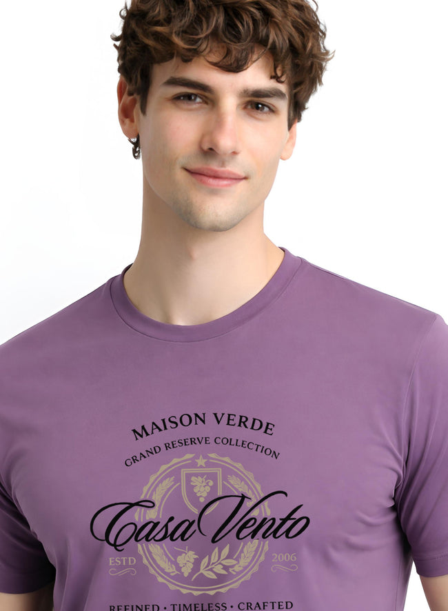 Men Purple Typography T-Shirt