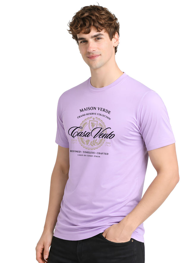 Men Lavender Typography T-Shirt