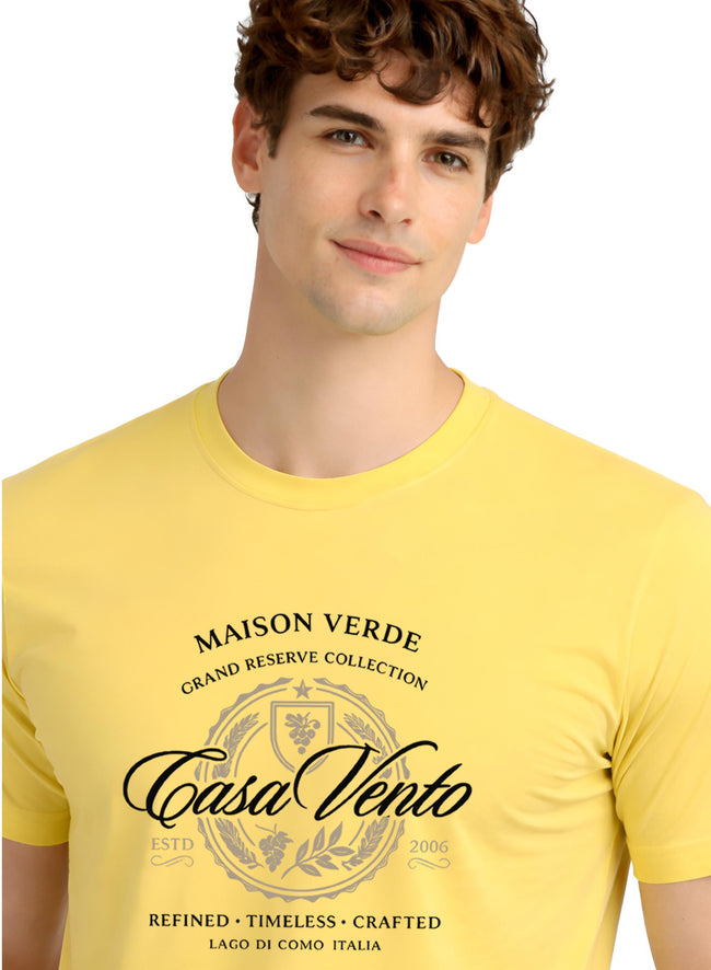 Men Yellow Typography T-Shirt
