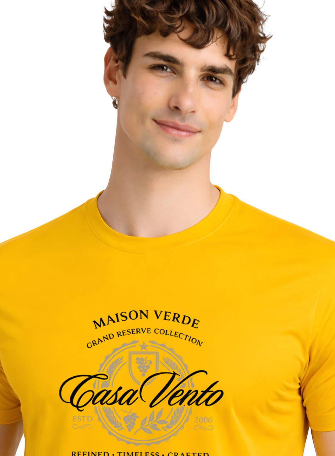Men Mustard Typography T-Shirt