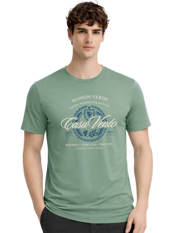 Men Green Typography T-Shirt