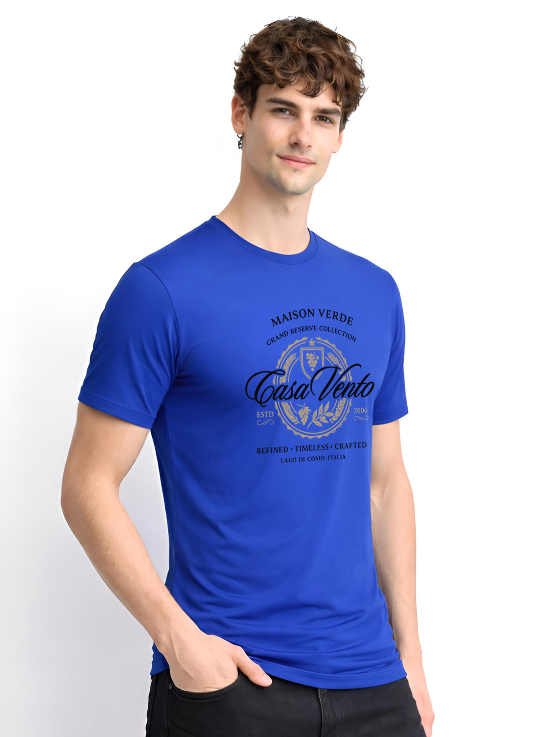 Men Blue Typography T-Shirt